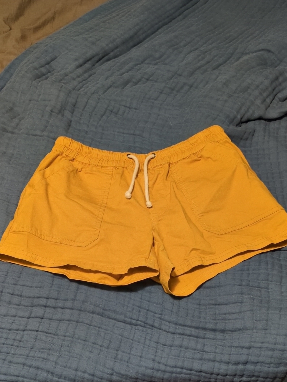 Women's Mustard Drawstring Organic Cotton Shorts